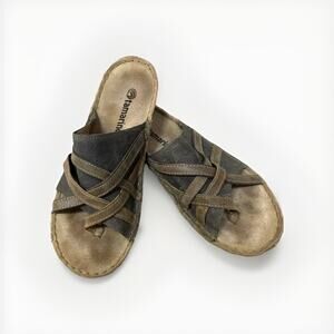 Tamarindo Womens Sandals Size 9M Casual Leather Comfort Brown Shoes Slip On